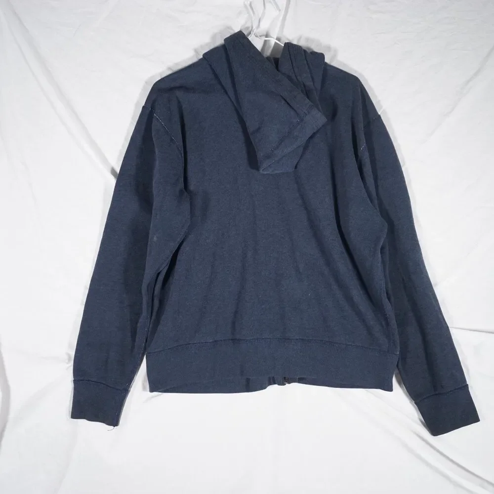Polo Ralph Lauren Spellout Distressed Hoodie Navy XL Cropped See Measurements